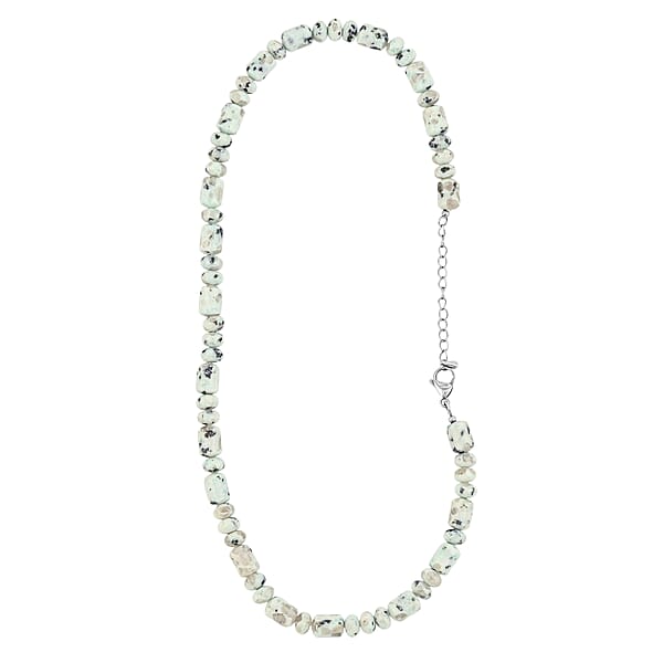 EverTrue Sesame Jasper Fancy Beaded Necklace In Stainless Steel 265.00 Ctw (18 Inches)