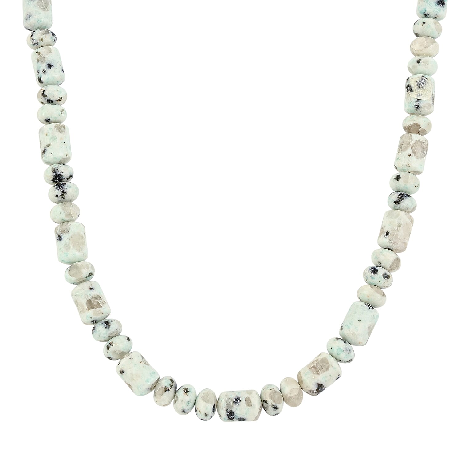 EverTrue Sesame Jasper Fancy Beaded Necklace in Stainless Steel 265.00 ctw (18 Inches)