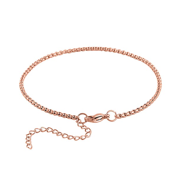 EverTrue Set Of 3 Round Box Chain Bracelet In ION Plated RG Stainless Steel (7.50-9.50In)