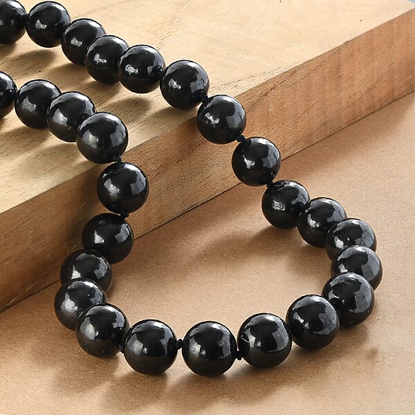 EverTrue Shungite Beaded Necklace In Platinum Bond 540.00 Ctw (20 Inches)