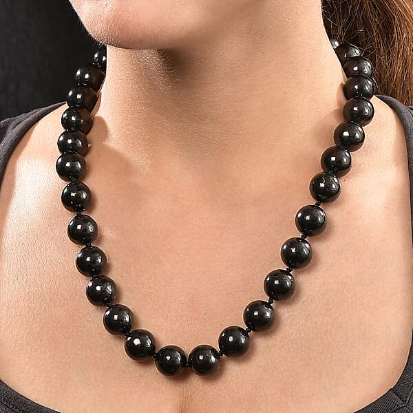 EverTrue Shungite Beaded Necklace In Platinum Bond 540.00 Ctw (20 Inches)