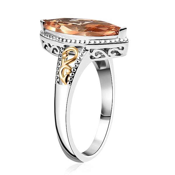 EverTrue Simulated Champagne Diamond Ring In 18K YG Plated And Platinum Bond