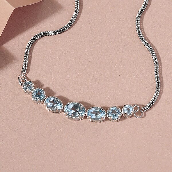 EverTrue Sky Blue Topaz 2.90 Ctw Bolo Bracelet In Platinum Bond