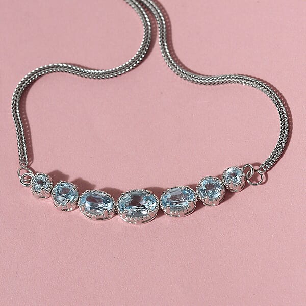 EverTrue Sky Blue Topaz 2.90 Ctw Bolo Bracelet In Platinum Bond