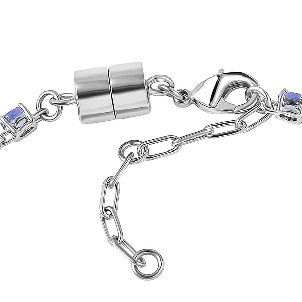 EverTrue Tanzanite 3.30 Ctw River Of Serenity Bracelet In Platinum Bond (6.5-8.0In)
