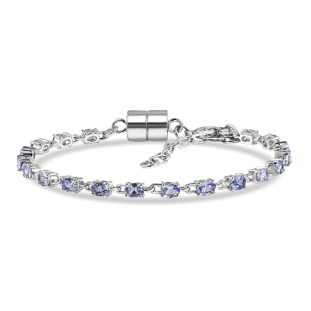 EverTrue Tanzanite 3.30 ctw River of Serenity Bracelet in Platinum Bond (6.5-8.0In)