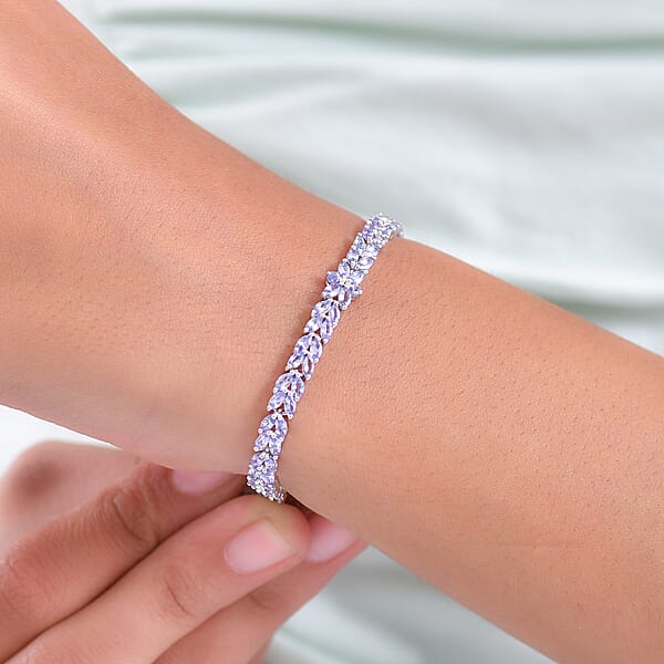 EverTrue Tanzanite 6.80 Ctw Whispers Of Royal Vines Bracelet In Platinum Bond (6.50 In)