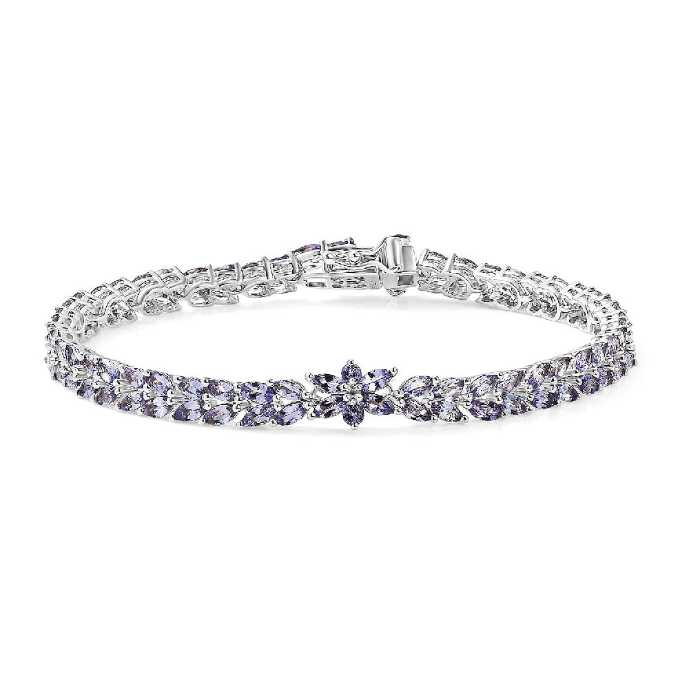 EverTrue Tanzanite 6.80 ctw Whispers of Royal Vines Bracelet in Platinum Bond (6.50 In)
