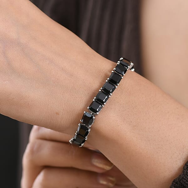 EverTrue Thai Black Spinel 39.80 Ctw Royal Midnight Tennis Bracelet In Platinum Bond (6.50 In) (Del. In 7-10 Days)