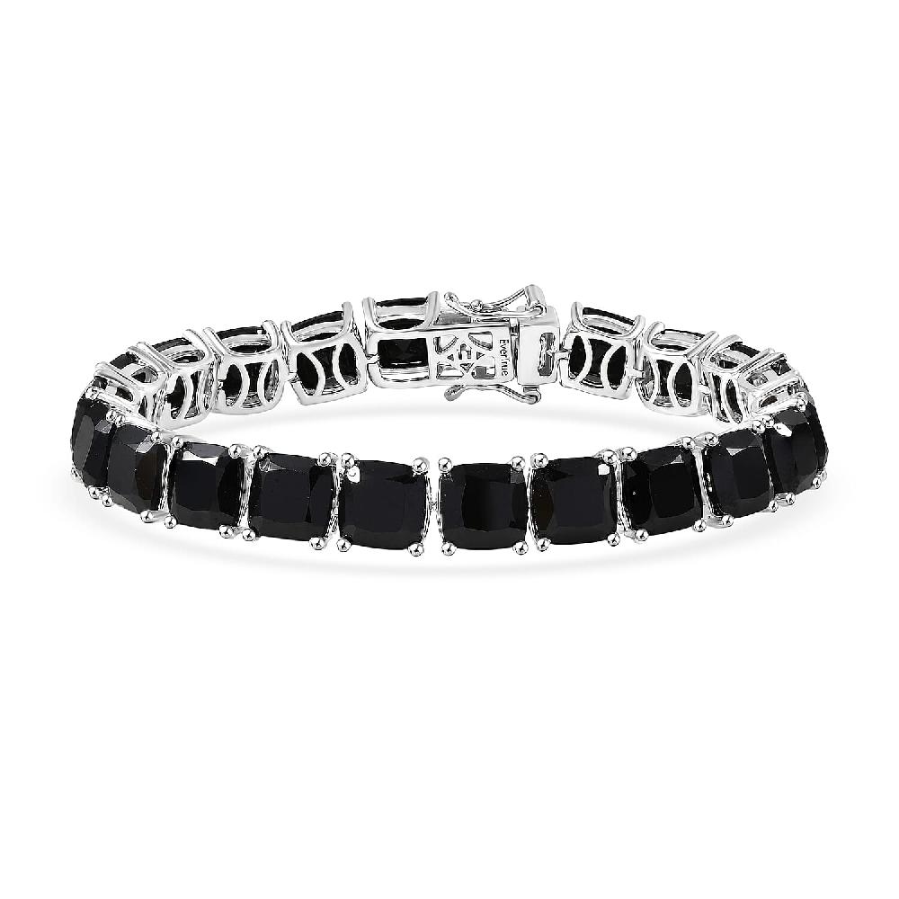 EverTrue Thai Black Spinel 39.80 ctw Royal Midnight Tennis Bracelet in Platinum Bond (6.50 In) (Del. in 7-10 Days)