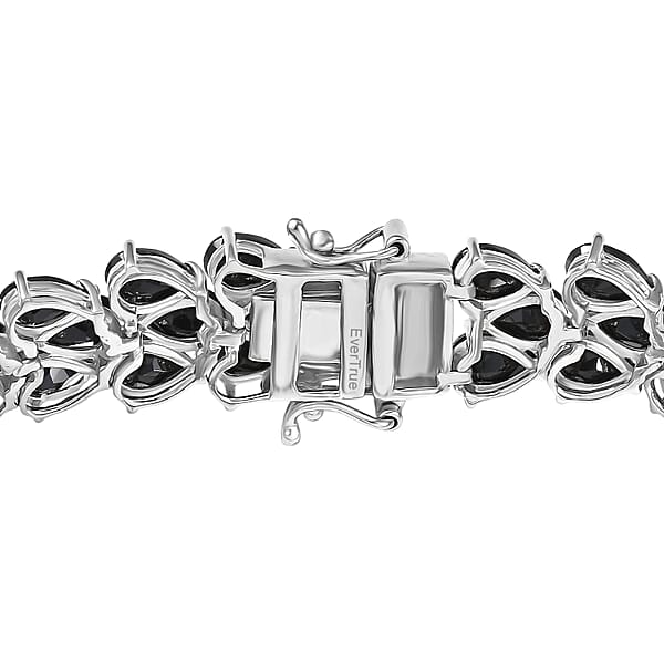 EverTrue Thai Black Spinel 41.40 Ctw Midnight Noir Weave Bracelet In Platinum Bond (7.25 In) (Del. In 7-10 Days)