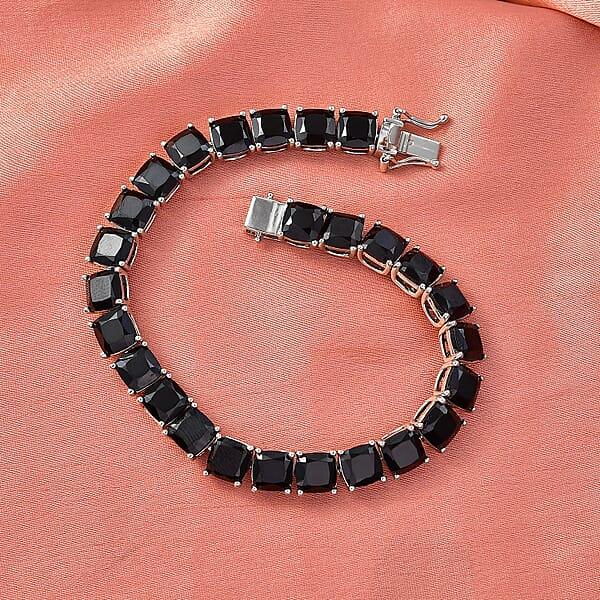 EverTrue Thai Black Spinel 49.25 Ctw Royal Midnight Tennis Bracelet In Platinum Bond (8.00 In) (Del. In 7-10 Days)