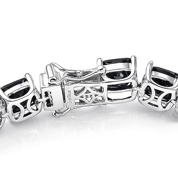 EverTrue Thai Black Spinel 49.25 Ctw Royal Midnight Tennis Bracelet In Platinum Bond (8.00 In) (Del. In 7-10 Days)