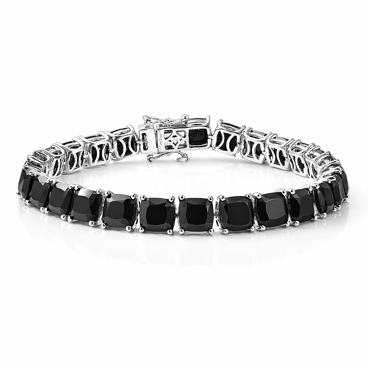 EverTrue Thai Black Spinel 49.25 ctw Royal Midnight Tennis Bracelet in Platinum Bond (8.00 In) (Del. in 7-10 Days)