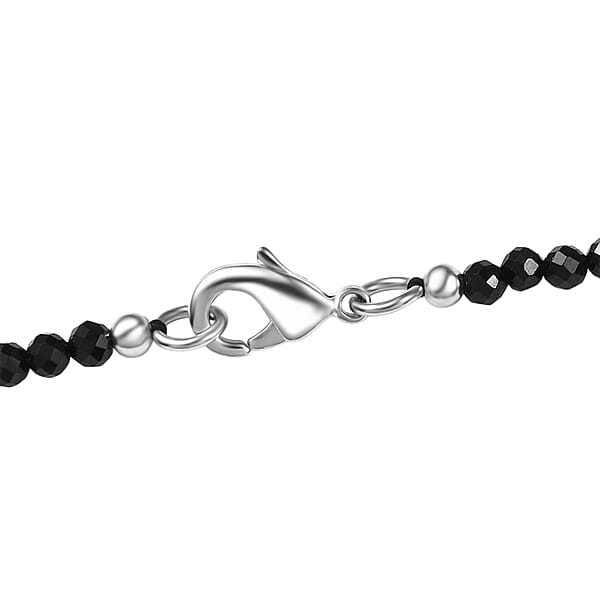 EverTrue Thai Black Spinel 78.90 Ctw Ring And Pendant With Beaded Necklace 20 Inches In 18K YG Plated And Platinum Bond