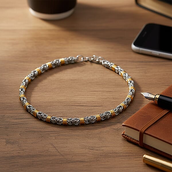 EverTrue Two-Tone Byzantine Chain Necklace In ION Plated YG And Stainless Steel (20.5-22.5 Inches)