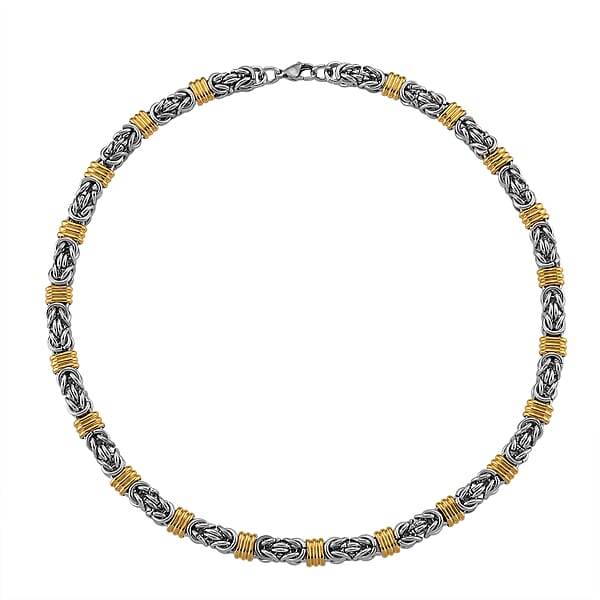 EverTrue Two-Tone Byzantine Chain Necklace In ION Plated YG And Stainless Steel (20.5-22.5 Inches)