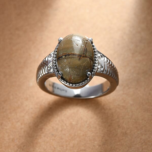 EverTrue Venus Jasper Solitaire Ring In Stainless Steel 5.80 Ctw