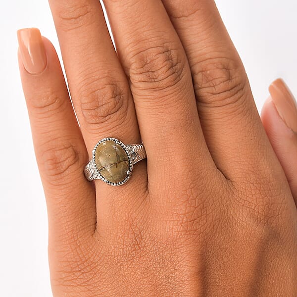 EverTrue Venus Jasper Solitaire Ring In Stainless Steel 5.80 Ctw