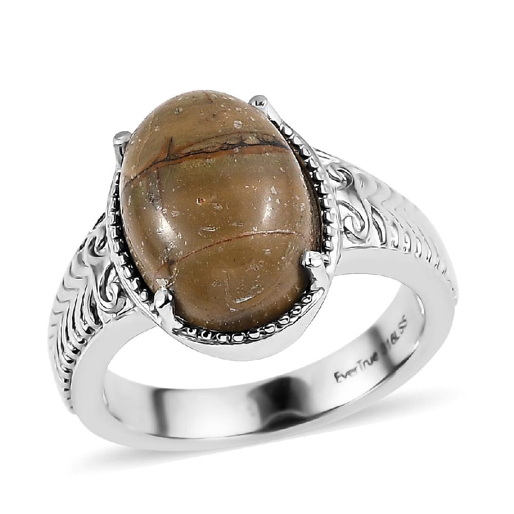 EverTrue Venus Jasper Solitaire Ring in Stainless Steel 5.80 ctw