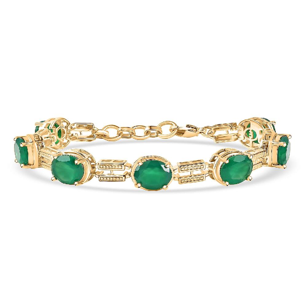 EverTrue Verde Onyx 17.00 ctw Paperclip Link Bracelet in 18K Yellow Gold Plated (7.25 In)