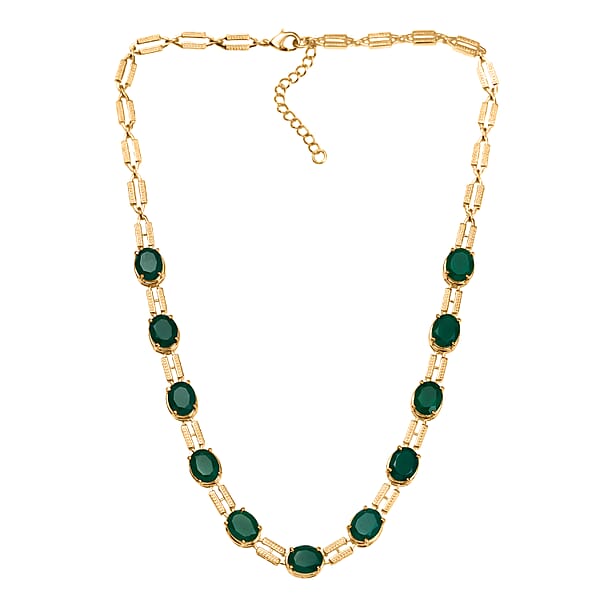 EverTrue Verde Onyx 25.00 Ctw Paperclip Necklace In 18K Yellow Gold Plated 18 Inches