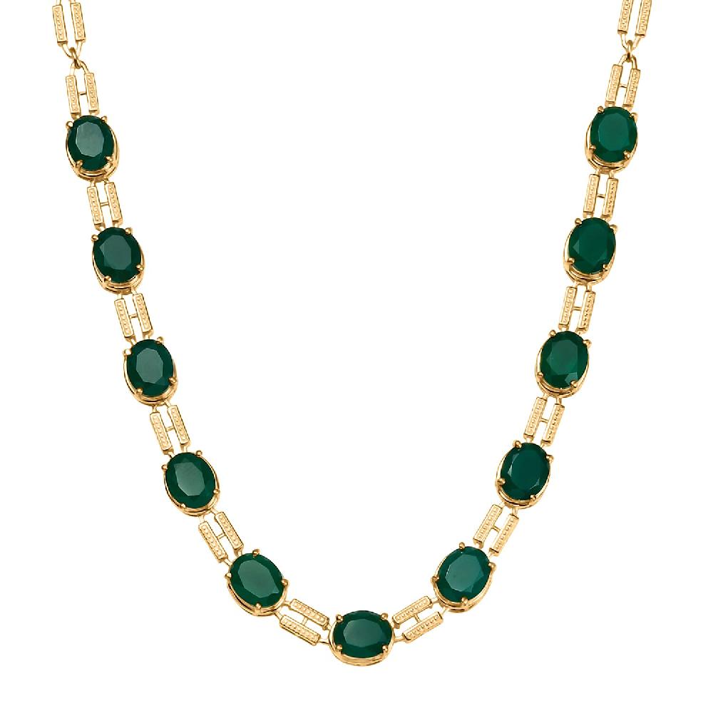 EverTrue Verde Onyx 25.00 ctw Paperclip Necklace in 18K Yellow Gold Plated 18 Inches