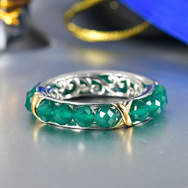 EverTrue Verde Onyx 7.50 Ctw XOXO Band Ring In 18K YG Plated And Platinum Bond