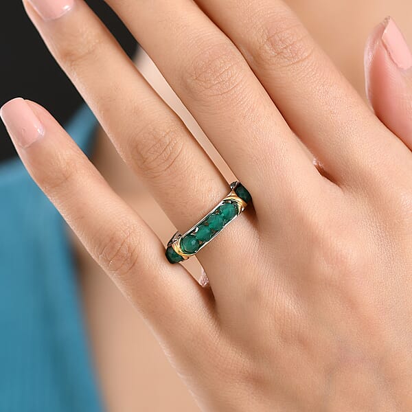 EverTrue Verde Onyx 7.50 Ctw XOXO Band Ring In 18K YG Plated And Platinum Bond