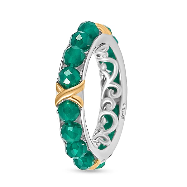 EverTrue Verde Onyx 7.50 Ctw XOXO Band Ring In 18K YG Plated And Platinum Bond