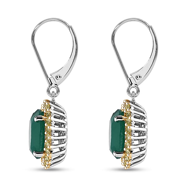 EverTrue Verde Onyx And Hebei Peridot 5.50 Ctw Earrings In 18K YG Plated And Platinum Bond