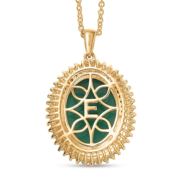 EverTrue Verde Onyx And Multi Gemstone 18.70 Ctw Grand Bloom Pendant In 18K YG Plated With ION Plated YG Stainless Steel Necklace 20 Inches