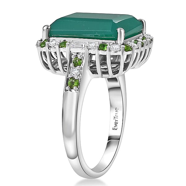 EverTrue Verde Onyx And Multi Gemstone 8.15 Ctw Garden Mosaic Ring In Platinum Bond