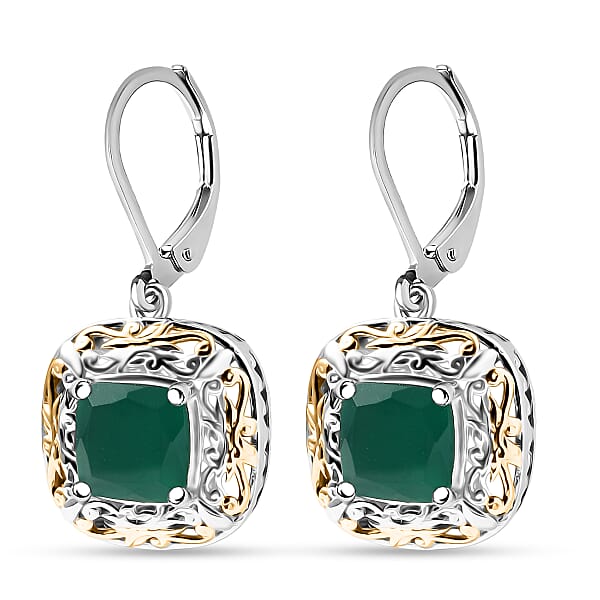 EverTrue Verde Onyx Earrings In 18K YG Plated And Platinum Bond 4.60 Ctw