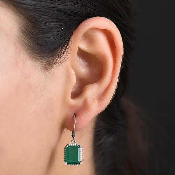 EverTrue Verde Onyx Earrings In Platinum Bond 6.30 Ctw