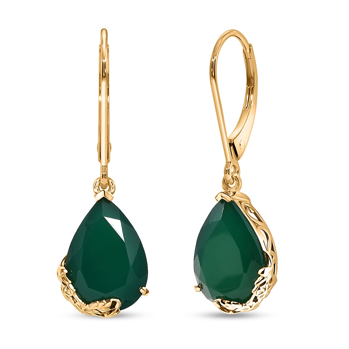 EverTrue Verde Onyx Garden Drop Earrings in 18K YG Plated 18.50 ctw