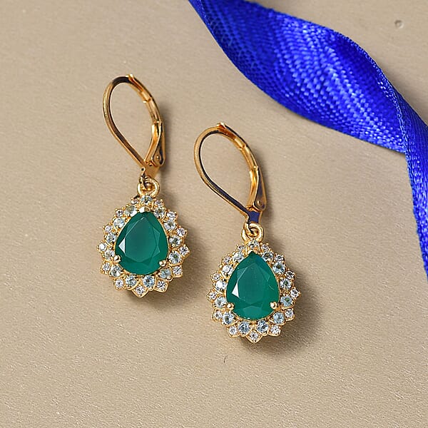 EverTrue Verde Onyx Multi Gemstone Earrings In 18K YG Plated 3.75 Ctw