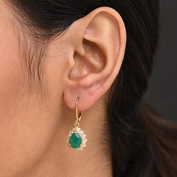 EverTrue Verde Onyx Multi Gemstone Earrings In 18K YG Plated 3.75 Ctw