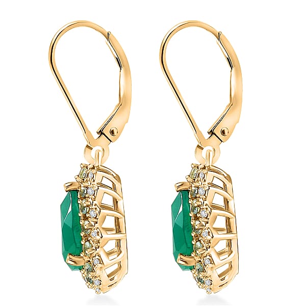 EverTrue Verde Onyx Multi Gemstone Earrings In 18K YG Plated 3.75 Ctw