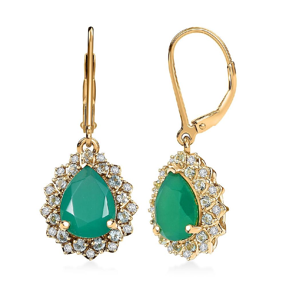 EverTrue Verde Onyx Multi Gemstone Earrings in 18K YG Plated 3.75 ctw