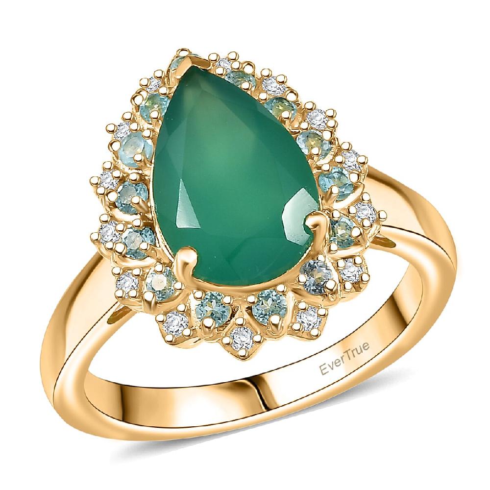 EverTrue Verde Onyx Multi Gemstone Ring in 18K YG Plated 3.25 ctw