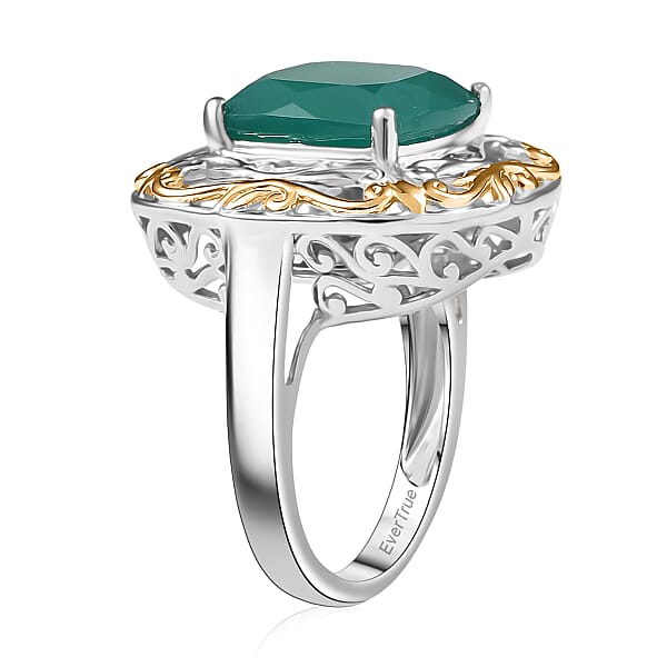 EverTrue Verde Onyx Ring In 18K YG Plated And Platinum Bond 5.40 Ctw