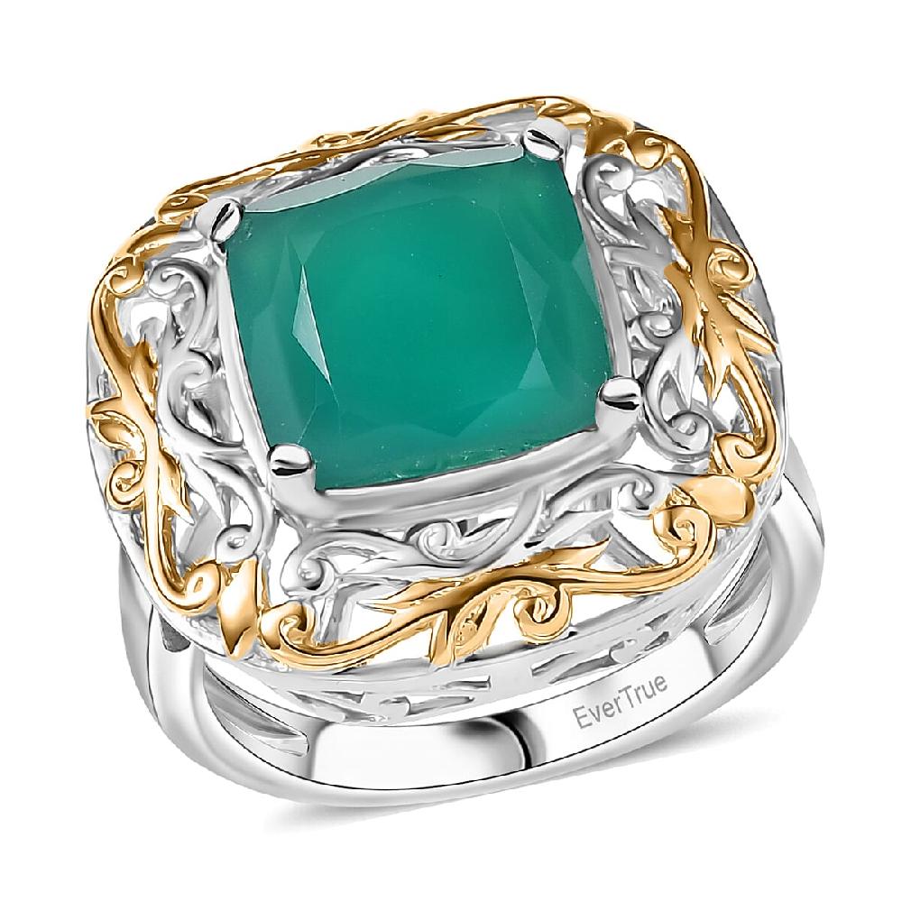 EverTrue Verde Onyx Ring in 18K YG Plated and Platinum Bond 5.40 ctw