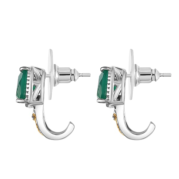 EverTrue Verde Onyx White Zircon Earrings In 18K YG Plated And Platinum Bond 3.00 Ctw