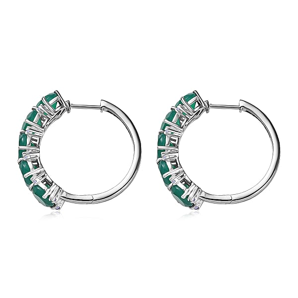 EverTrue Verde Onyx White Zircon Earrings In Platinum Bond 11.90 Ctw