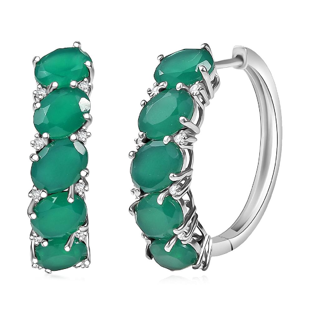 EverTrue Verde Onyx White Zircon Earrings in Platinum Bond 11.90 ctw