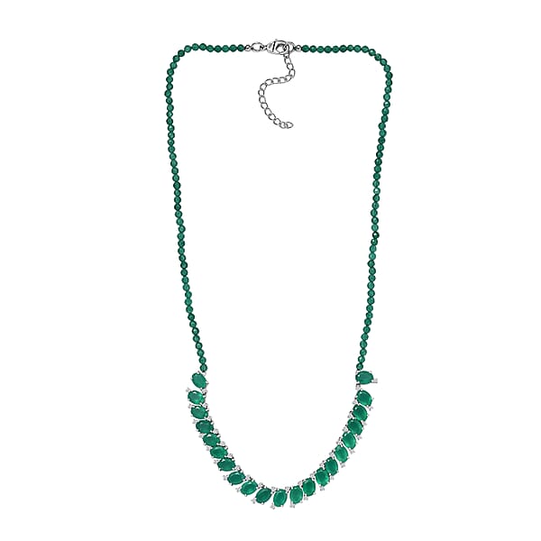 EverTrue Verde Onyx White Zircon Necklace In Platinum Bond 31.65 Ctw (18-20 Inches)