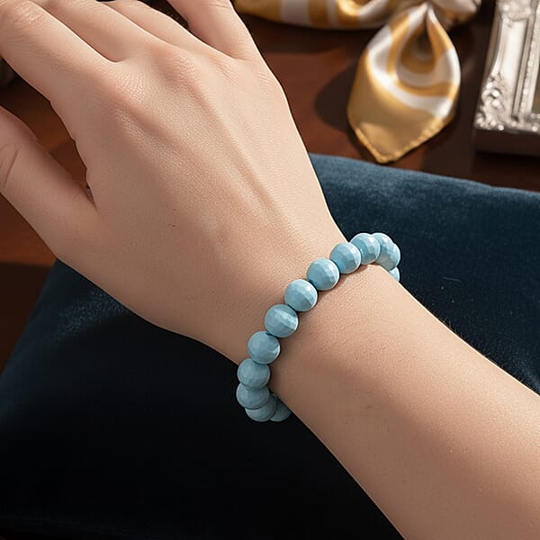 Faceted Sleeping Beauty Color Shell Pearl Stretch Bracelet