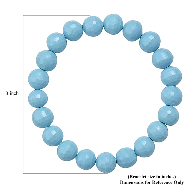 Faceted Sleeping Beauty Color Shell Pearl Stretch Bracelet