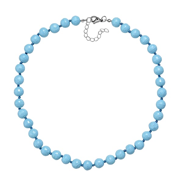 Faceted Sleeping Beauty Lustre Shell Pearl Necklace 18-20 Inches In Stainless Steel